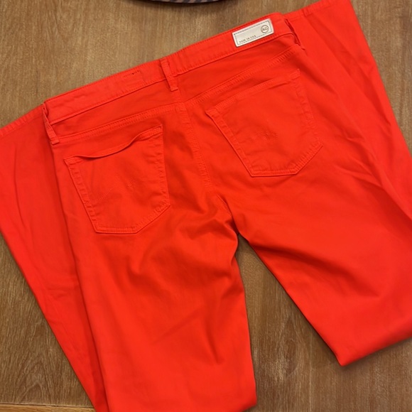 Ag Adriano Goldschmied the Stilt Cigarette Leg Red Orange Pants 27 - Picture 4 of 6